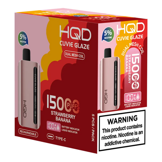 HQD  Strawberry Banana Cuvie Glaze 15.000 Puff  Vape Disposable 5%