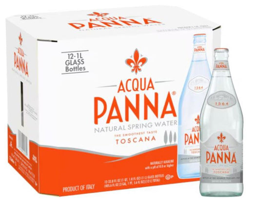 Acqua Panna 1 Liter (33.8 oz.) Glass Bottles Natural - Case of 12