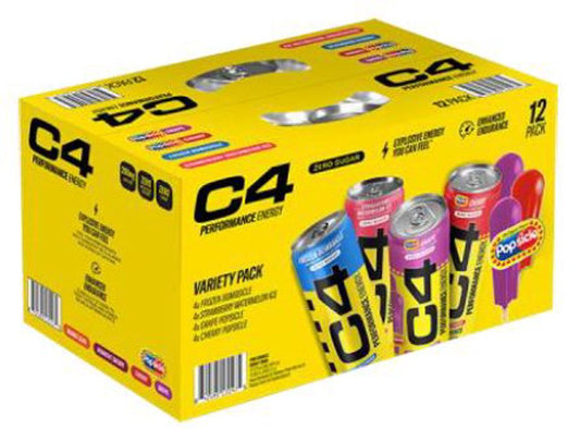 C4 Popsicle Variety Pack 12 Oz Performance Energy Cans (Pack Of 4)