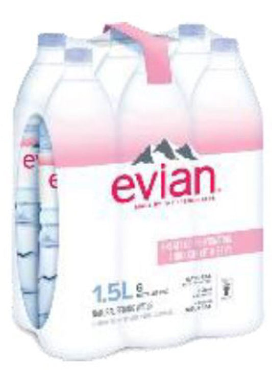 Evian Natural 1.5 L Spring Water Bottles 1x6pk (Pack Of 12)